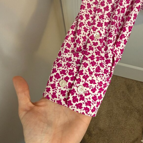 BOSS Hugo Boss Slim Fit Floral Dress Shirt Pink White Long Sleeve Size XL - Picture 4 of 8